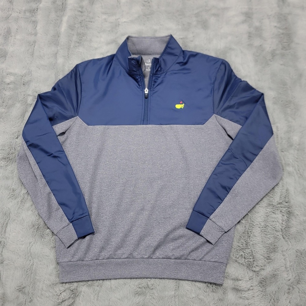 Masters Tech 1/4 Zip Pullover Mens Medium Navy Gray Colorblock Golf Sweatshirt